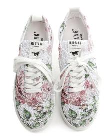 Mustang 1468-301-155 biele kvetované dámske tenisky