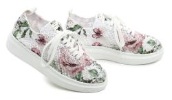 Mustang 1468-301-155 biele kvetované dámske tenisky