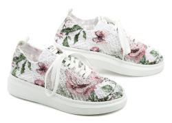 Mustang 1468-301-155 biele kvetované dámske tenisky