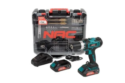 NAC Aku vrtačka CDB2-40-S-LI-20V 2x2Ah + příslušenství 126 dílů NAC Aku vrtačka CDB2-40-S-LI-20V 2x2Ah + příslušenství 126 dílů