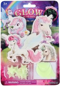 Nálepky Jednorožci + noční obloha nástěnná dekorace ve tmě svítící 2 druhy