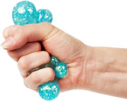 Náramek antistresový 8cm mačkací sliz na ruku se třpytkami 6 barev