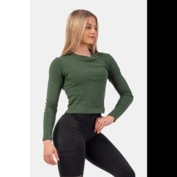 Nebbia Žebrované tričko s dlhým rukávom z organickej bavlny 415 IBA XS - zelená (VÝPREDAJ)