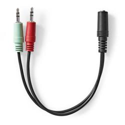 Nedis CAGB22160BK02- Stereo Audio Kabel | 3,5mm Zásuvka -2x 3,5mm Zástrčka | 0.12 m | Kulatý | Černá Nedis CAGB22160BK02- Stereo Audio Kabel | 3,5mm Zásuvka -2x 3,5mm Zástrčka | 0.12 m | Kulatý | Černá