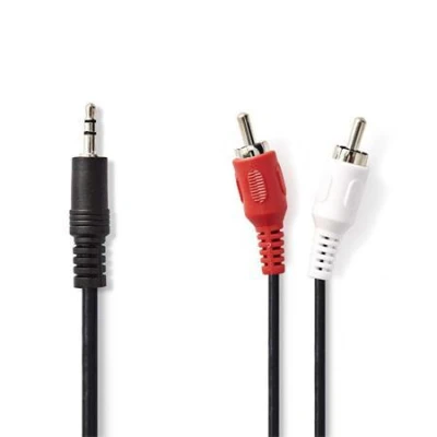 Nedis CAGB22200BK15 - Stereofonní Audio Kabel | 3,5mm Zástrčka - 2x RCA Zástrčka | 1,5 m | Černá barva Nedis CAGB22200BK15 - Stereofonní Audio Kabel | 3,5mm Zástrčka - 2x RCA Zástrčka | 1,5 m | Černá barva