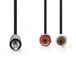 Nedis CAGB22250BK02 - Stereofonní Audio Kabel | 3,5mm Zástrčka - 2x RCA Zásuvka | 0,2 m | Černá barva Nedis CAGB22250BK02 - Stereofonní Audio Kabel | 3,5mm Zástrčka - 2x RCA Zásuvka | 0,2 m | Černá barva