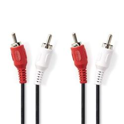 Nedis CAGB24200BK20 - Stereofonní Audio Kabel | 2x RCA Zástrčka - 2x RCA Zástrčka | 2 m | Černá barva Nedis CAGB24200BK20 - Stereofonní Audio Kabel | 2x RCA Zástrčka - 2x RCA Zástrčka | 2 m | Černá barva