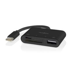 Nedis CCGB64780BK01 - USB hub| 1x USB-C™ | 1x USB A / 1x USB-C™ | 4 Porty port(s) | USB 2.0 | Napájení z USB | SD Micr