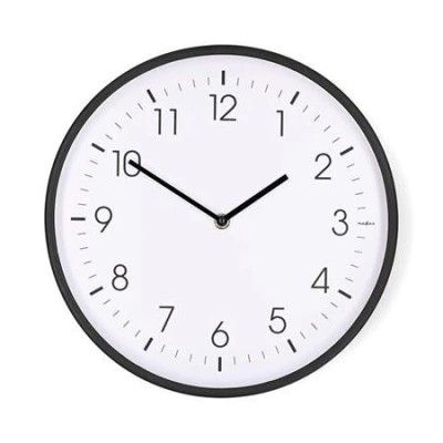Nedis CLWA1226BK - Nástěnné hodiny | Průměr: 300 mm | Plast | Tichý pohyb | Černá Nedis CLWA1226BK - Nástěnné hodiny | Průměr: 300 mm | Plast | Tichý pohyb | Černá