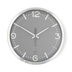 Nedis CLWA7226SS - Nástěnné hodiny | Průměr: 300 mm | Hliník | Rádiem řízený čas | Tichý pohyb | Kov / Šedá