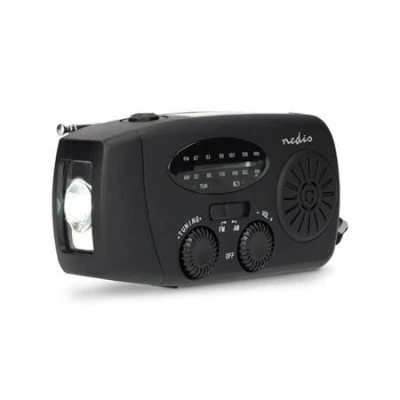 Nedis RDFMCR2000BK - Nouzové Radio | AM / FM | Funkce powerbanky | Napájení Accu / Napájení USB / Ruční klika | Černá