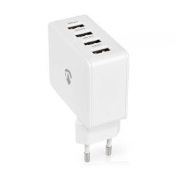 Nedis WCHAU481AWT - Síťová nabíječka | 4.8 A | 4 výstupy | USB-A | Bílá barva Nedis WCHAU481AWT - Síťová nabíječka | 4.8 A | 4 výstupy | USB-A | Bílá barva