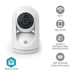 Nedis WIFICI23CWT SmartLife Vnitřní Kamera | Wi-Fi | 3MP Full HD 1296p | Náklon | Snímač pohybu | Noční vidění | Bílá Nedis WIFICI23CWT SmartLife Vnitřní Kamera | Wi-Fi | 3MP Full HD 1296p | Náklon | Snímač pohybu | Noční vidění | Bílá