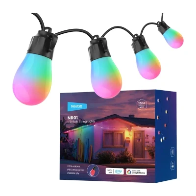 Neewer NR01 RGB teplá bílá 15 m venkovní světelný řetěz