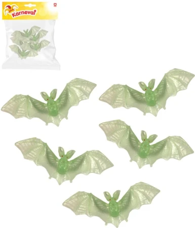 Netopýr 13cm zvířátko svítící ve tmě set 5ks Halloween dekorace Netopýr 13cm zvířátko svítící ve tmě set 5ks Halloween dekorace
