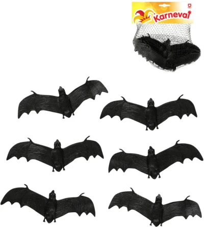 Netopýr černý 13cm zvířátko set 6ks Halloween dekorace Netopýr černý 13cm zvířátko set 6ks Halloween dekorace