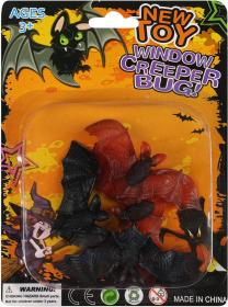 Netopýr černý + hnědý 7cm zvířátko set 4ks Halloween dekorace