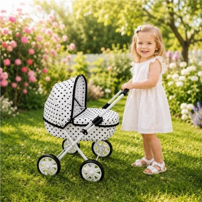 NEW BABY Dětský kočárek pro panenky 2v1 Monika červený