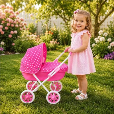 NEW BABY Dětský kočárek pro panenky 2v1 Monika červený