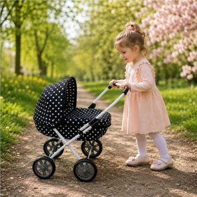 NEW BABY Dětský kočárek pro panenky 2v1 Monika červený