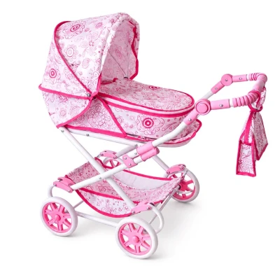 NEW BABY Dětský kočárek pro panenky 2v1 Monika červený