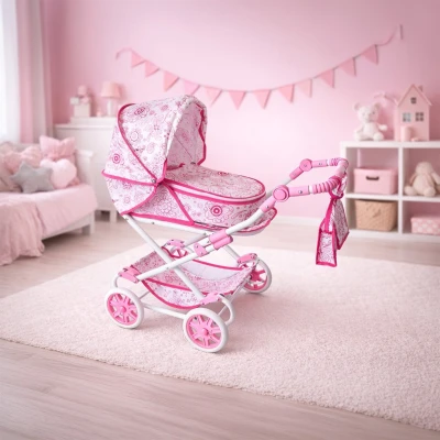 NEW BABY Dětský kočárek pro panenky 2v1 Monika červený
