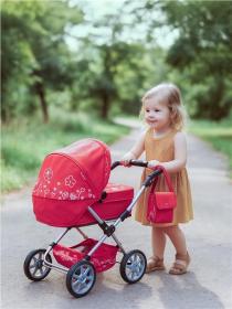 NEW BABY Dětský kočárek pro panenky 2v1 Monika červený