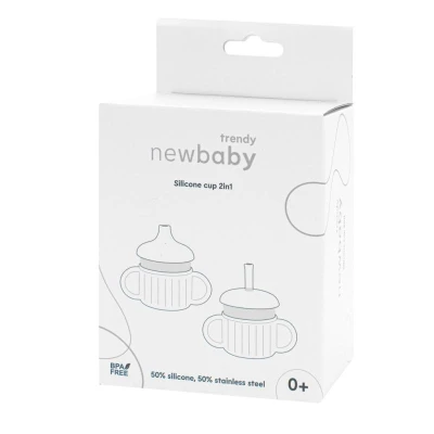 New Baby Dětský silikonový hrneček 2v1 zelený