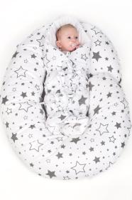 New Baby Klasická šněrovací zavinovačka bílá hvězdy šedé