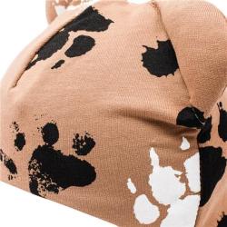 New Baby Kojenecká bavlněná čepička s oušky tlapka