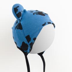 New Baby Kojenecká bavlněná čepička s oušky tlapka