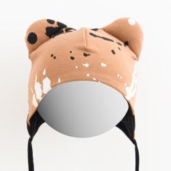 New Baby Kojenecká bavlněná čepička s oušky tlapka