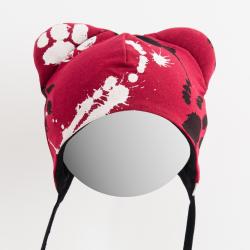 New Baby Kojenecká bavlněná čepička s oušky tlapka