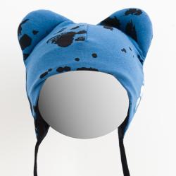 New Baby Kojenecká bavlněná čepička s oušky tlapka