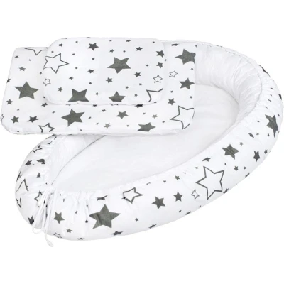 New Baby Luxusní hnízdečko s peřinkami pro miminko hvězdy šedé New Baby Luxusní hnízdečko s peřinkami pro miminko hvězdy šedé
