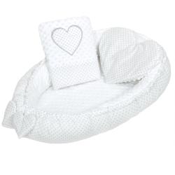 NEW BABY Luxusní hnízdečko s polštářkem a peřinkou z Minky Srdíčko
