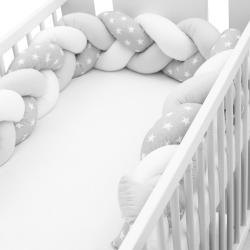 NEW BABY Ochranný mantinel do postýlky cop Hvězdičky šedo-bílý