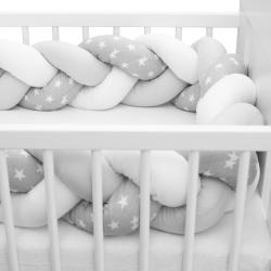 NEW BABY Ochranný mantinel do postýlky cop Hvězdičky šedo-bílý