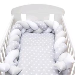 NEW BABY Ochranný mantinel do postýlky cop Hvězdičky šedo-bílý