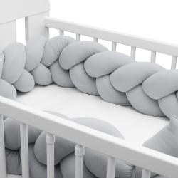 New Baby Ochranný mantinel do postýlky cop mušelínový světle šedý
