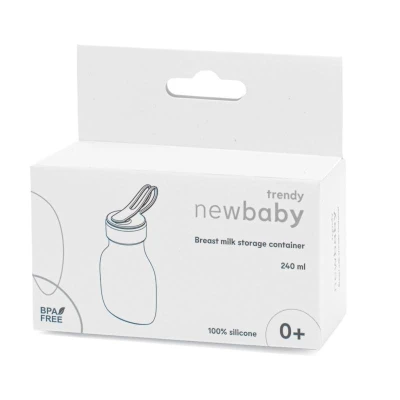 New Baby Silikonová lahvička na mateřské mléko modrá