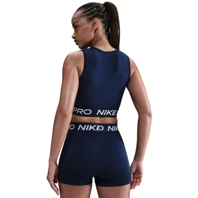 Nike Pro DF CROP TANK MIDNIGHT NAVY/WHITE dámské tréninkové tričko