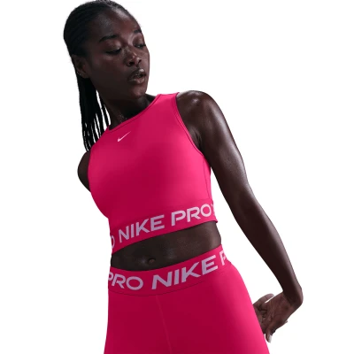 Nike Pro DF CROP TANK RUSH PINK/WHITE dámské tréninkové tričko