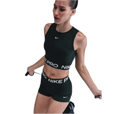 Nike Pro DF CROP TANK SEAWEED/WHITE dámské tréninkové tričko