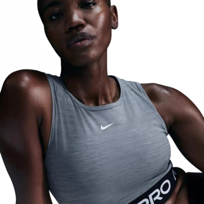 Nike Pro DF CROP TANK SMOKE GREY/HTR/WHITE dámské tréninkové tričko