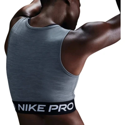 Nike Pro DF CROP TANK SMOKE GREY/HTR/WHITE dámské tréninkové tričko