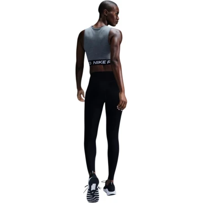 Nike Pro DF CROP TANK SMOKE GREY/HTR/WHITE dámské tréninkové tričko