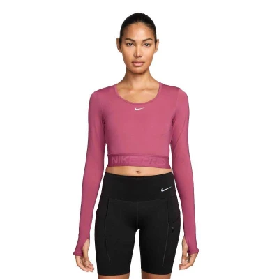 Nike Pro W NP DF LS TOP GG SHINE SWEET BEET/RUSH MAROON/WHITE dámské tréninkové tričko
