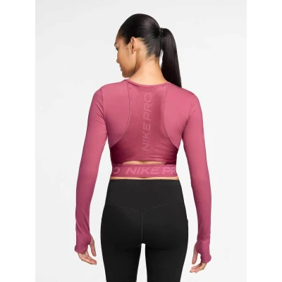 Nike Pro W NP DF LS TOP GG SHINE SWEET BEET/RUSH MAROON/WHITE dámské tréninkové tričko