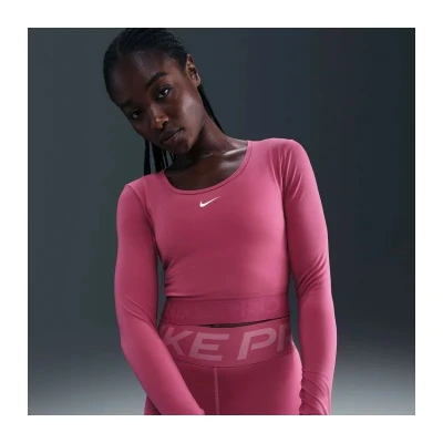 Nike Pro W NP DF LS TOP GG SHINE SWEET BEET/RUSH MAROON/WHITE dámské tréninkové tričko